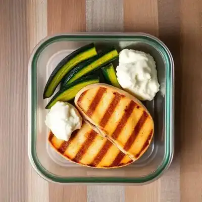 Frango Grelhado com Abobrinha e Cottage