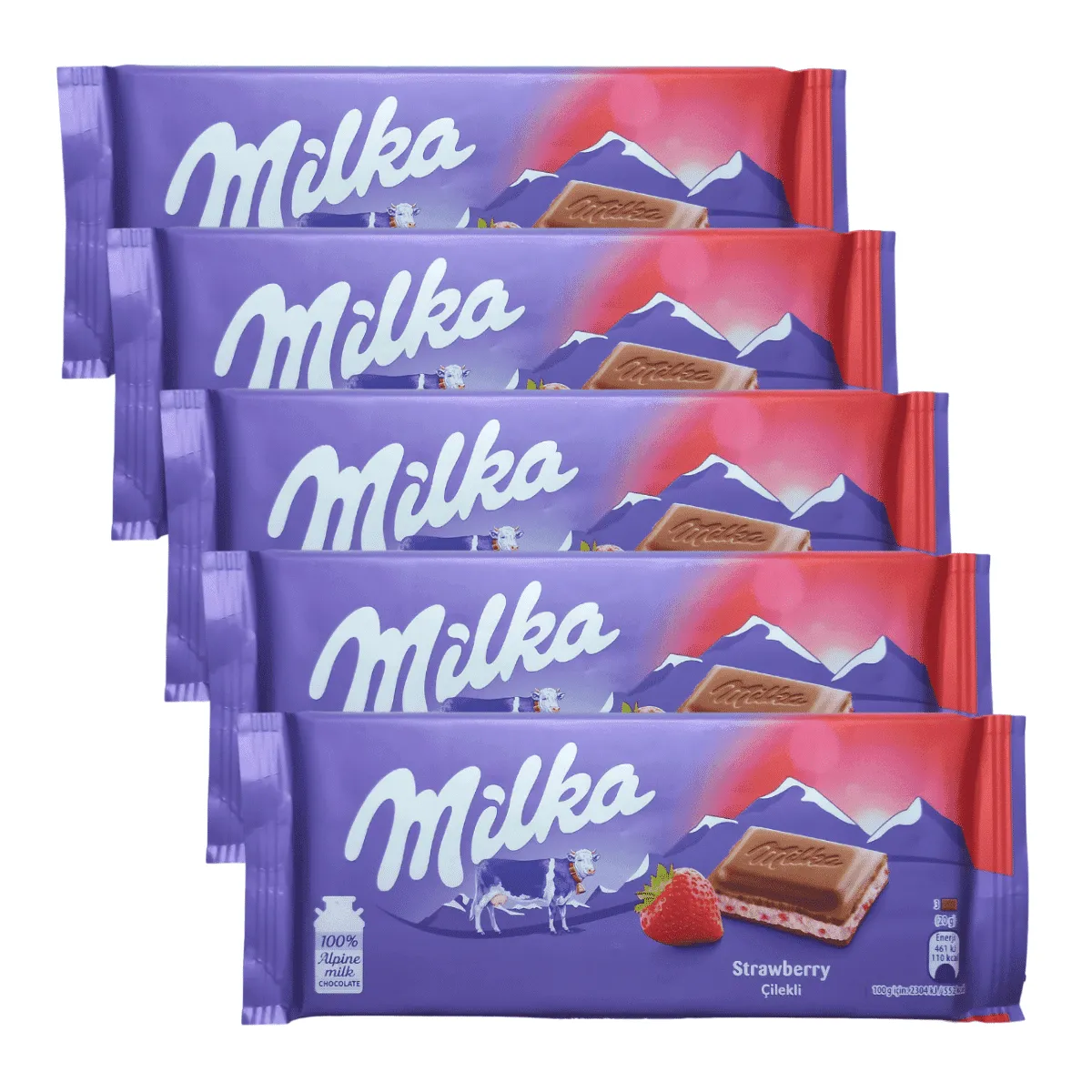 5 Barras Milka Recheio de Morango
