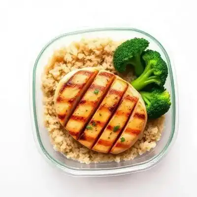 Frango Grelhado com Arroz Integral e Brócolis